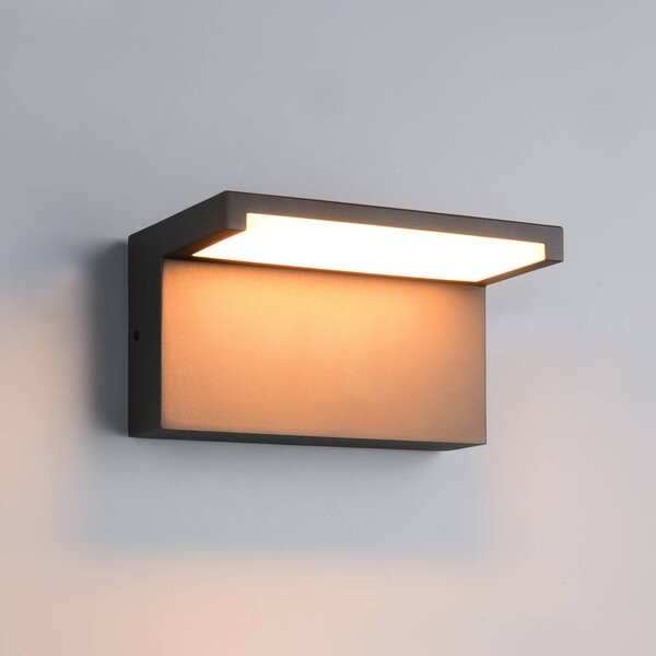 Trio Lighting LED vonkajšie nástenné svietidlo Ravi, antracitová, šírka 18 cm, kov, IP65, Čierna, Hliník, Moderný, Nástenné svietidlo