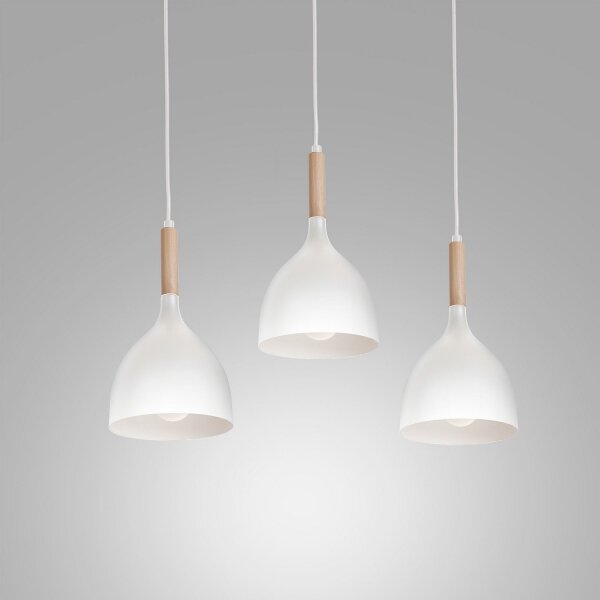 Luster na lanku NOAK WOOD 3xE27/15W/230V biela/buk