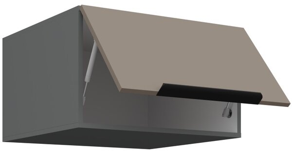 Horná hlboká skrinka s výklopnými dvierkami LUNARA - šírka 60 cm, tmavo béžová / antracit