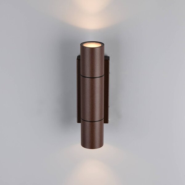 Trio Lighting Vonkajšie nástenné svietidlo Yamuna, farba hrdza, výška 23 cm, kov, IP65, Hnedá / hrdzavá, Hliník, Moderný, Nástenné svietidlo