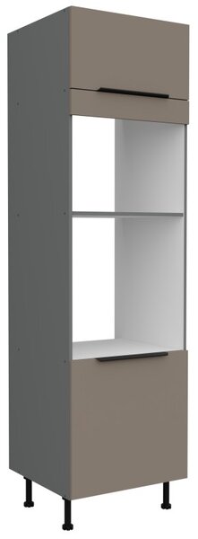 Skriňa na vstavané spotrebiče LUNARA - šírka 60 cm, tmavo béžová / antracit