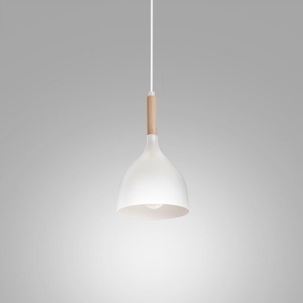 Luster na lanku NOAK WOOD 1xE27/15W/230V biela/buk