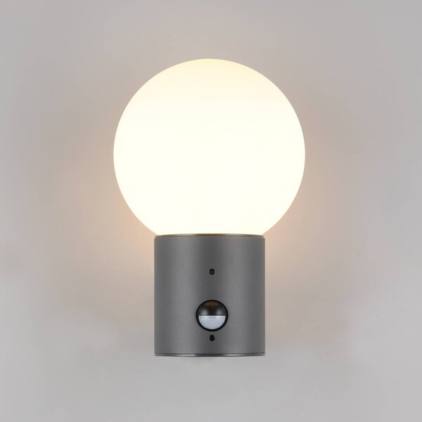 Trio Lighting Vonkajšie nástenné svietidlo Mures, antracitová, výška 28 cm, kov, senzor, Čierna, Hliník, Moderný, Nástenné svietidlo