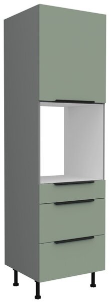 Skriňa na vstavanú rúru so šuplíkmi LUNARA - šírka 60 cm, zelená / antracit