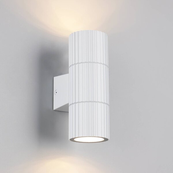 Trio Lighting Vonkajšie nástenné svietidlo Parana, matná biela, výška 16 cm, kov, 2-pl., Biela / opálová, Hliník, Moderný, Nástenné svietidlo