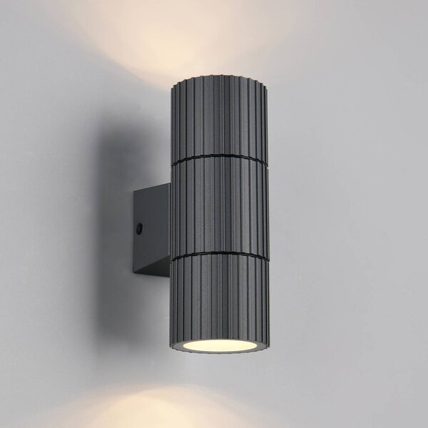 Trio Lighting Vonkajšie nástenné svietidlo Parana, antracitová, výška 16 cm, kov, 2-pl., Čierna, Hliník, Moderný, Nástenné svietidlo