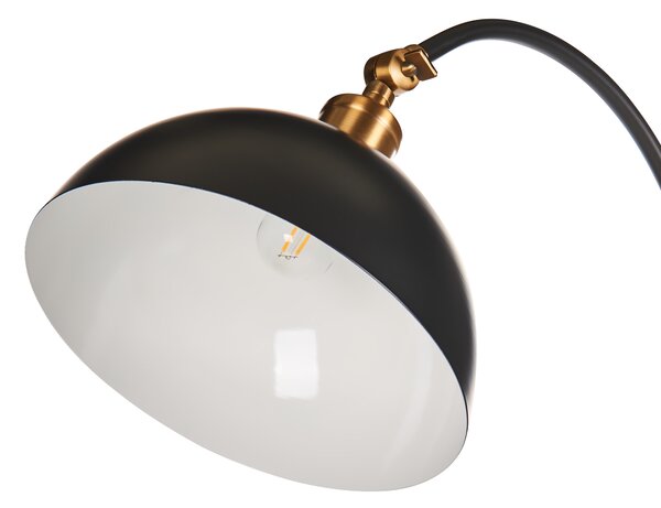 Stojaca lampa čierna kovová nastaviteľné tienidlo a rameno s vypínačom moderný industriálny štýl obývačka kancelária