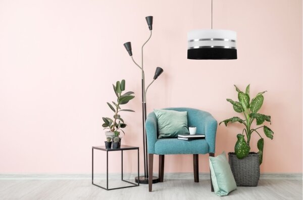 Luster na lanku CORAL 1xE27/60W/230V čiernobiela