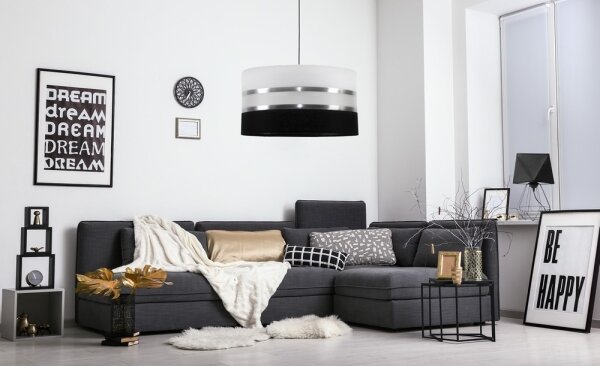 Luster na lanku CORAL 1xE27/60W/230V čiernobiela