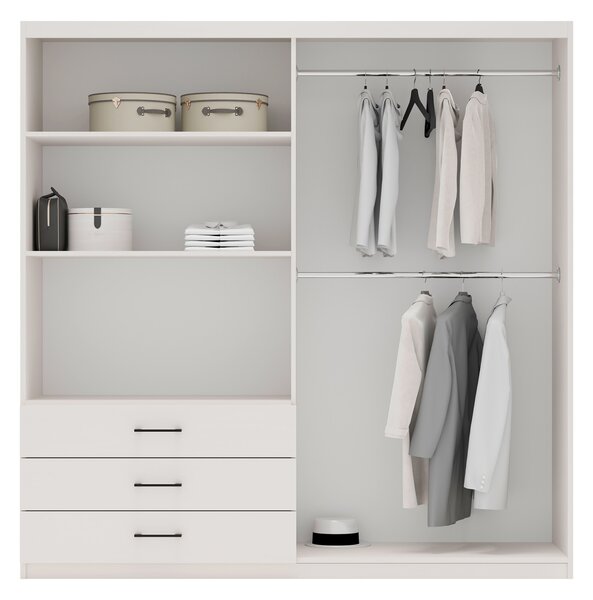 Priestranná šatníková skriňa 196 cm SAFARA - biela