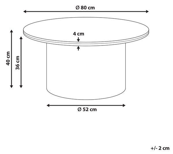 Konferenčný stolík hnedý MDF podnož okrúhly ø 80 cm keramická stolová doska biely mramor moderný dizajn obývačka