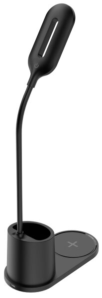 LED Stolná lampa LED/3W/5V s bezdrôtovým nabíjaním čierna