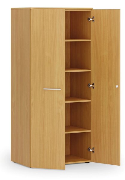 Kancelárska policová skriňa PRIMO WOOD s dverami, 800 x 500 x 1781 mm, buk