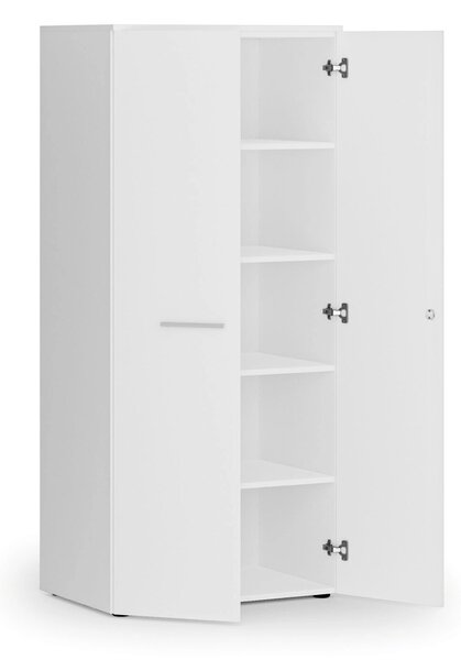 Kancelárska policová skriňa PRIMO WHITE s dverami, 800 x 500 x 1781 mm, biela