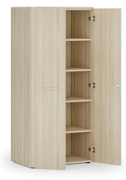 Kancelárska policová skriňa PRIMO WOOD s dverami, 800 x 500 x 1781 mm, dub prírodný