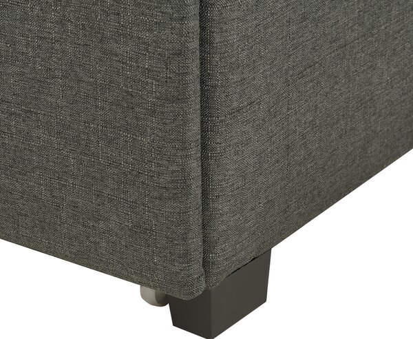Posteľ s úložným priestorom tmavosivá látkové čalúnenie 140 x 200 cm vysoké prešívané čelo moderný štýl spálňa