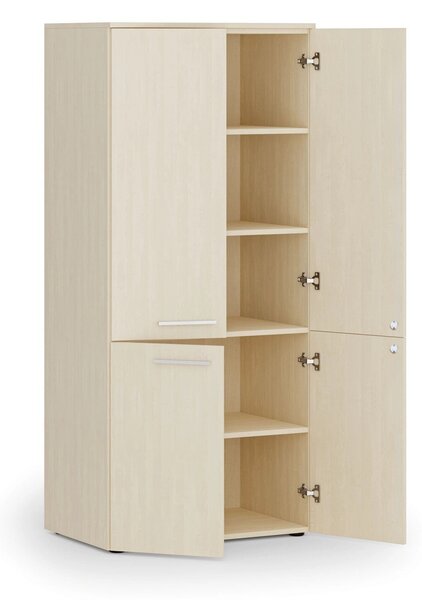 Kancelárska policová skriňa PRIMO WOOD, polené dvere, 800 x 500 x 1781 mm, breza