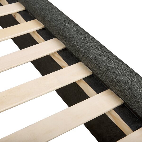 Posteľ s úložným priestorom tmavosivá látkové čalúnenie 140 x 200 cm vysoké prešívané čelo moderný štýl spálňa
