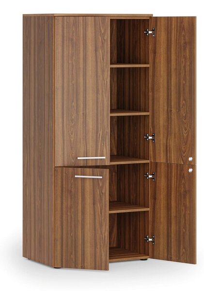 Kancelárska policová skriňa PRIMO WOOD, polené dvere, 800 x 500 x 1781 mm, orech