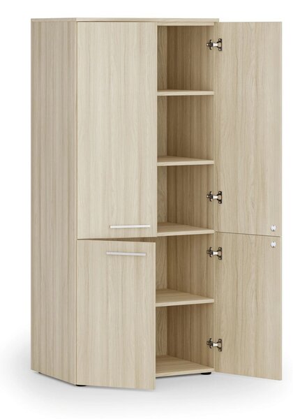 Kancelárska policová skriňa PRIMO WOOD, polené dvere, 800 x 500 x 1781 mm, dub prírodný
