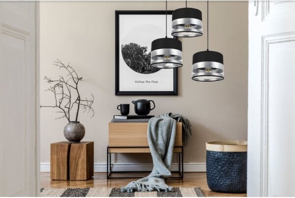 Luster na lanku MILO 3xE27/60W/230V strieborná/čierna