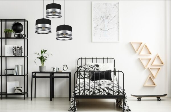 Luster na lanku MILO 3xE27/60W/230V strieborná/čierna