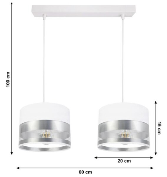 Luster na lanku MILO 2xE27/60W/230V strieborná