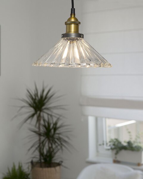 Závesná lampa priehľadná sklenená kovový okrúhly tvar s 1 žiarovkou klasický štýl osvetlenie