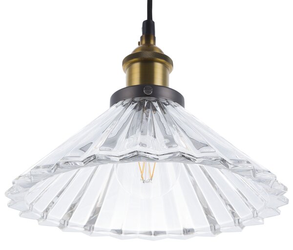 Závesná lampa priehľadná sklenená kovový okrúhly tvar s 1 žiarovkou klasický štýl osvetlenie