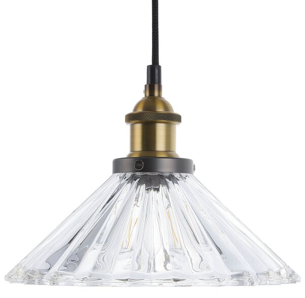 Závesná lampa priehľadná sklenená kovový okrúhly tvar s 1 žiarovkou klasický štýl osvetlenie