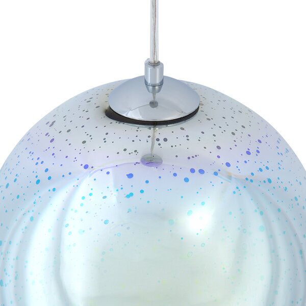 Závesná lampa strieborná sklo reflexná okrúhle tienidlo efekt hviezdice ohňostroj na strop moderný glamour štýl obývačka spálňa