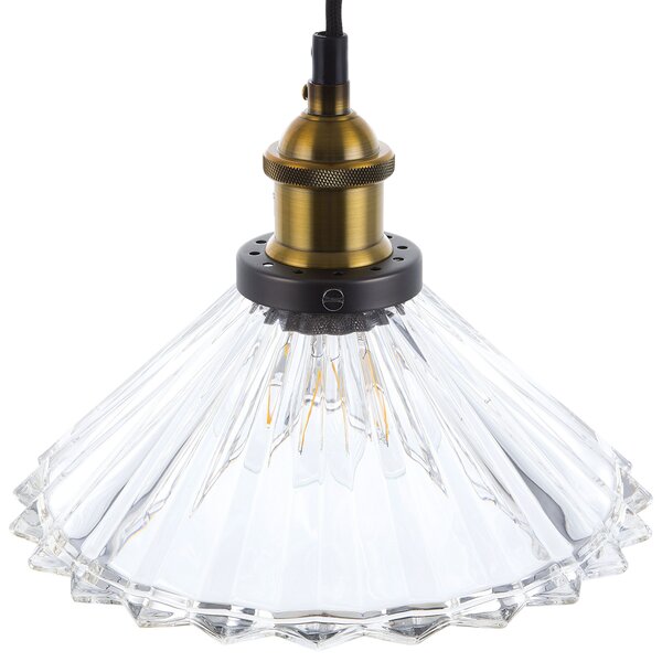 Závesná lampa priehľadná sklenená kovový okrúhly tvar s 1 žiarovkou klasický štýl osvetlenie