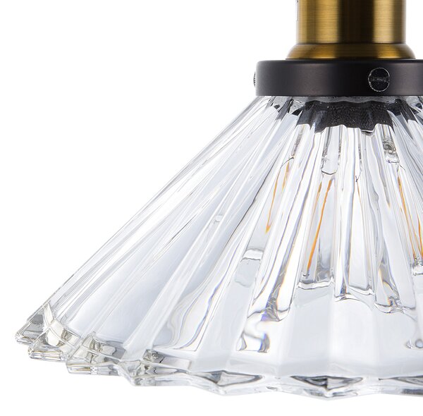 Závesná lampa priehľadná sklenená kovový okrúhly tvar s 1 žiarovkou klasický štýl osvetlenie