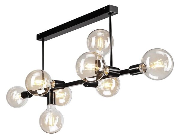 Luster na tyči ASTRID 8xE27/60W/230V čierna