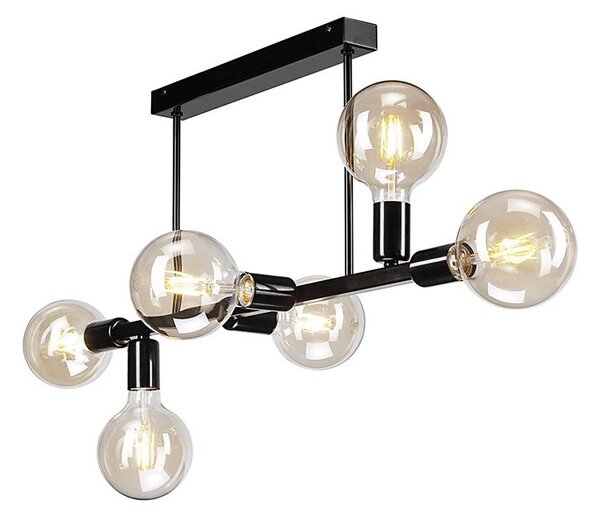Luster na tyči ASTRID 6xE27/60W/230V čierna
