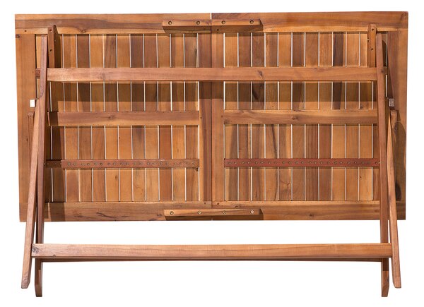Záhradný jedálenský stôl tmavé akáciové drevo 140 x 75 cm skladací vonkajší 6 miestny obdĺžnikový