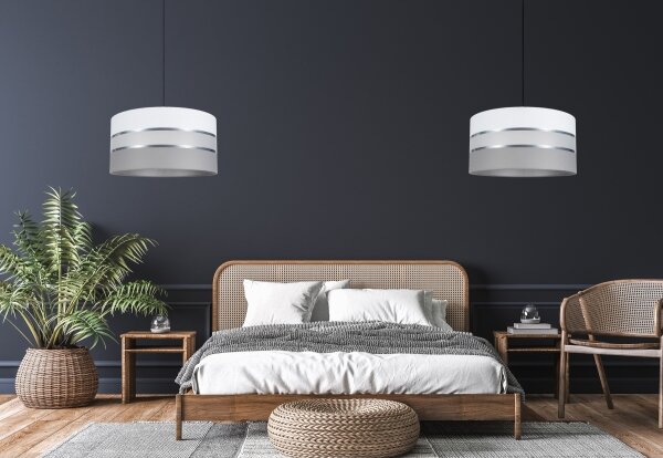 Luster na lanku CORAL 1xE27/60W/230V pr. 40 cm biela/šedá