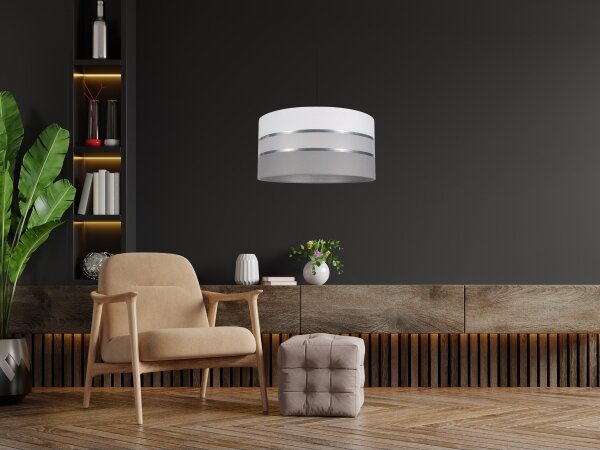 Luster na lanku CORAL 1xE27/60W/230V pr. 40 cm biela/šedá