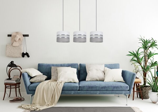 Luster na lanku CORAL 3xE27/60W/230V biela/šedá
