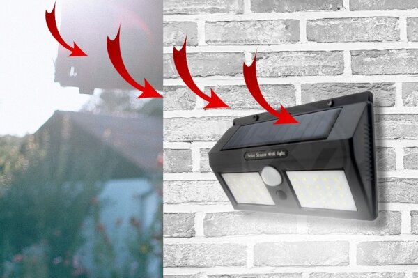 LED solárne nástenné svietidlo so senzorom LED/1,2W/3,7V 1200 mAh IP44