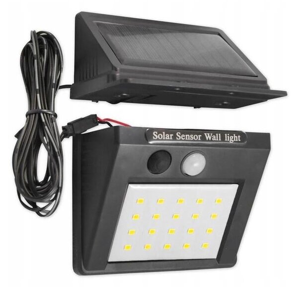 LED solárne nástenné svietidlo so snímačom a externým panelom LED/0,55W/3,7V IP44