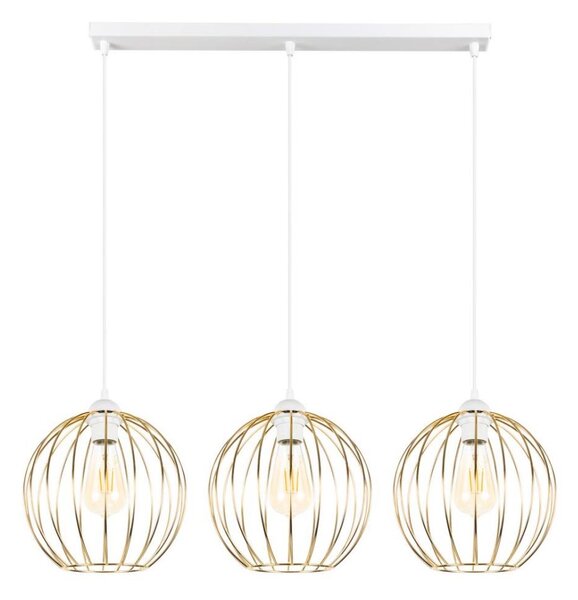 Luster na lanku MATT 3xE27/60W/230V biela/zlatá