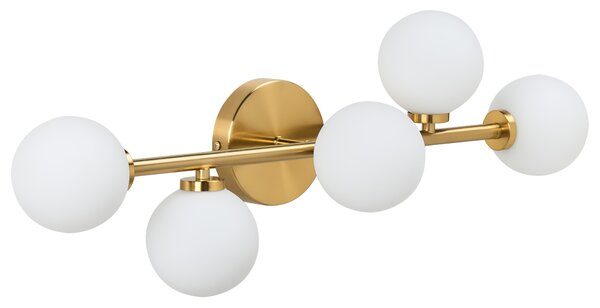 Nástenná lampa zlatá s 5 žiarovkami kov železo svietidlo moderné osvetlenie obývacia izba jedáleň spálňa