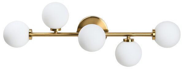 Nástenná lampa zlatá s 5 žiarovkami kov železo svietidlo moderné osvetlenie obývacia izba jedáleň spálňa