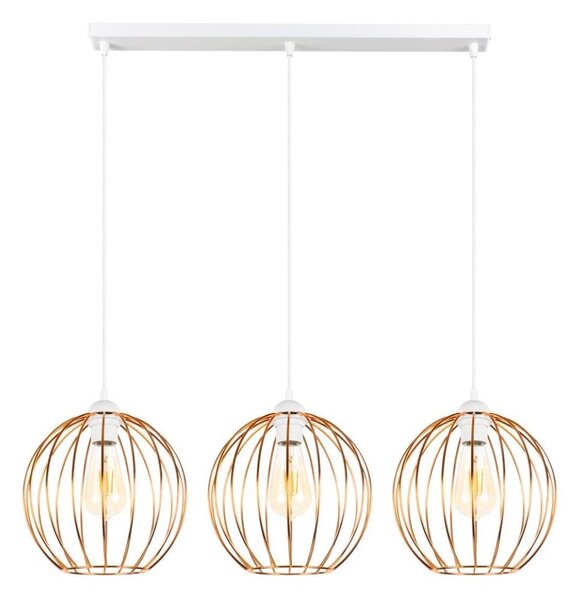 Luster na lanku MATT 3xE27/60W/230V biela/medená