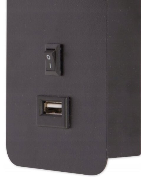 Nástenné bodové svietidlo s USB nabíjačkou 1xGU10/35W/230V čierna