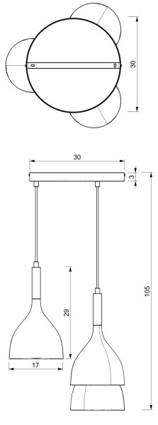 Luster na lanku NOAK 3xE27/15W/230V biela/chróm