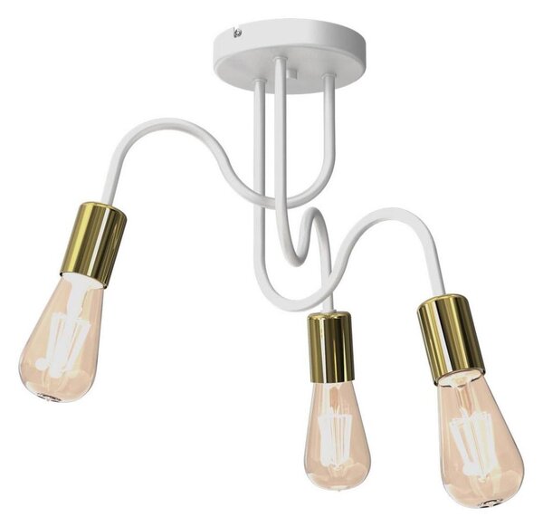Prisadený luster DOW 3xE27/60W/230V biela/zlatá