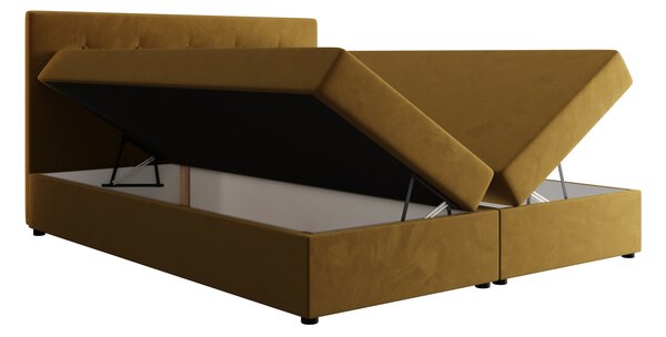Manželská posteľ 140x200 STIG 9 s úložným priestorom - horčicová