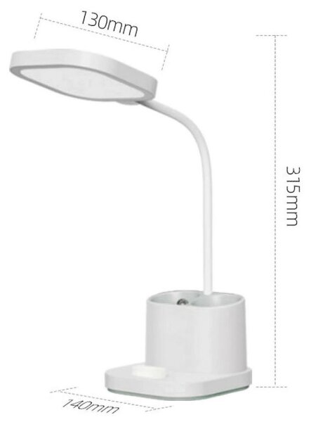 LED Stmievateľná nabíjacia stolná lampa s držiakom a powerbankou LED/5W/5V 2400mAh